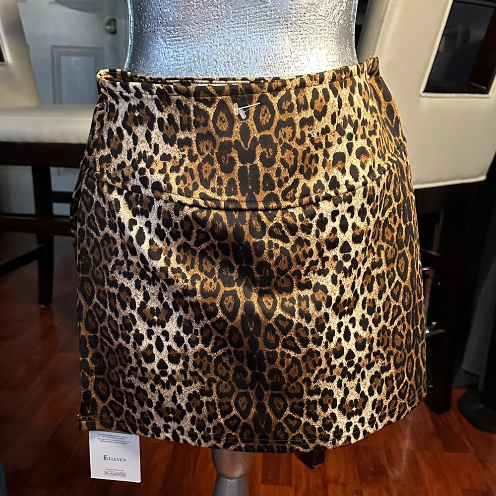 Leopard Print Mini Skirt - Gold/Brown